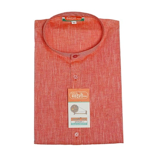 Men’s Handwoven Khadi Linen Kurta – Pure Cotton Comfort in Terracotta Red