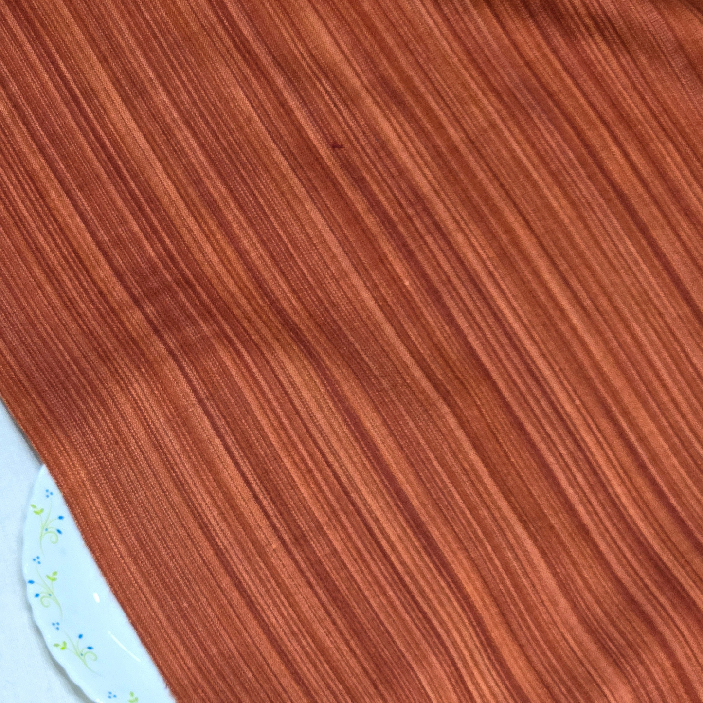 Warm Rust Brown Woolen Fabric with Fine Vertical Texture | Width 42 Inches