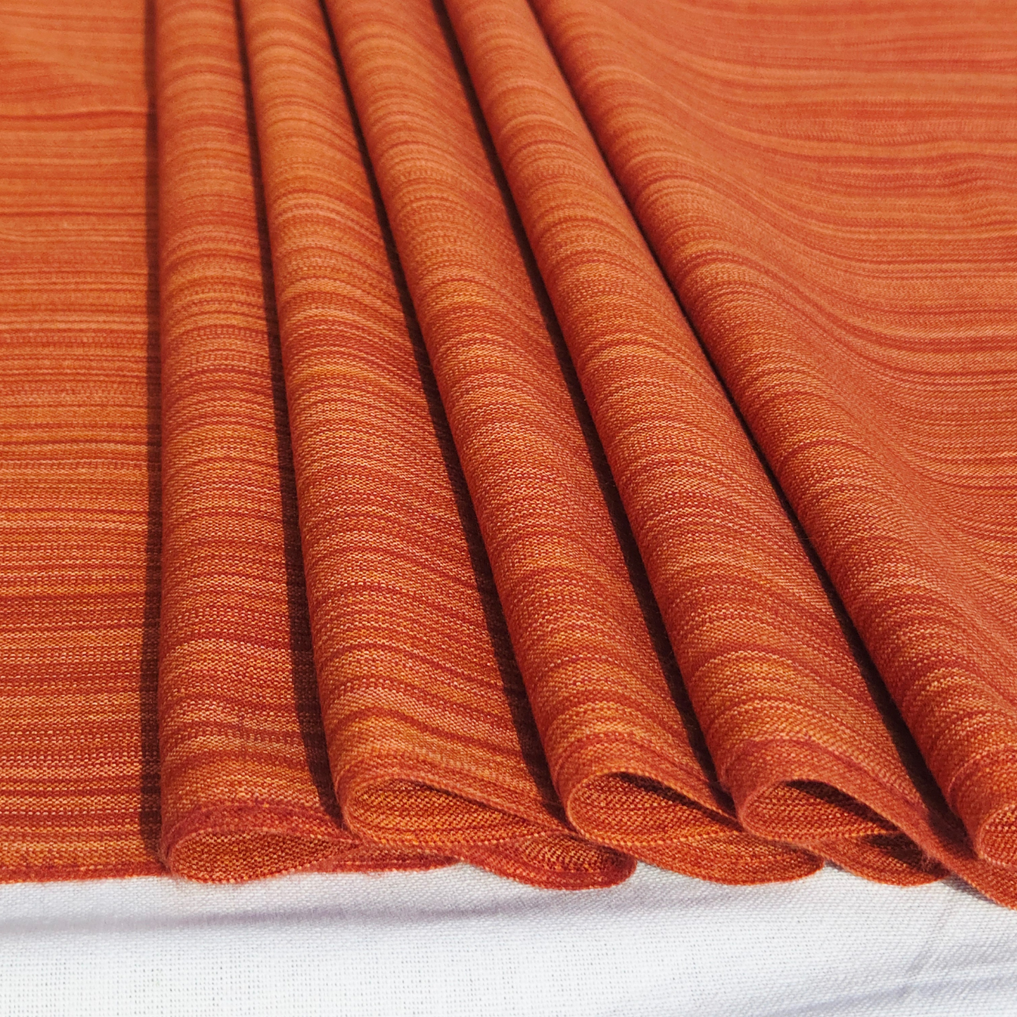 Warm Rust Brown Woolen Fabric with Fine Vertical Texture | Width 42 Inches