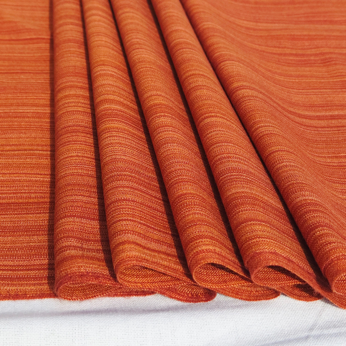 Warm Rust Brown Woolen Fabric with Fine Vertical Texture | Width 42 Inches