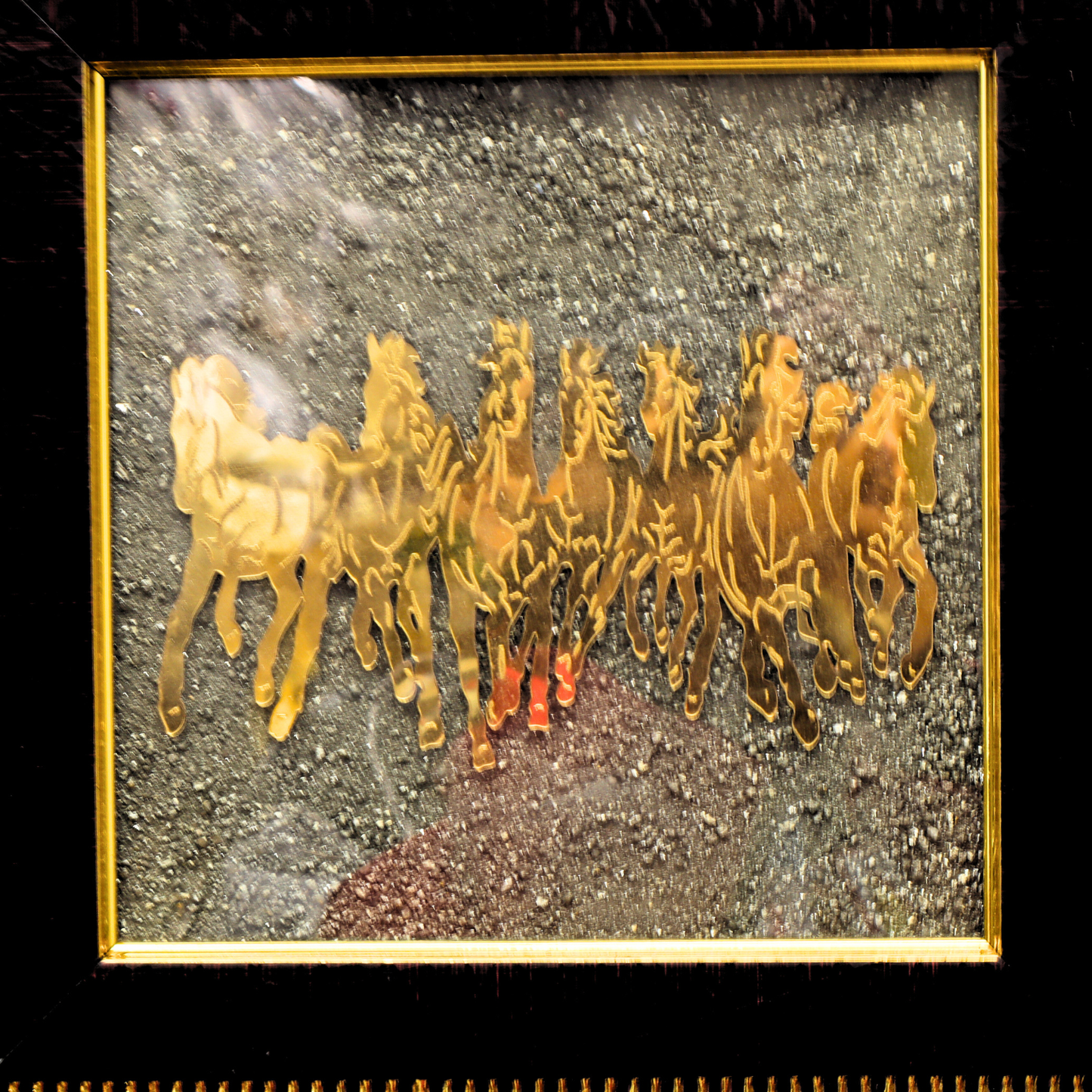 Seven Horses on Raw Pyrite Plate – Symbol of Speed, Success & Prosperity