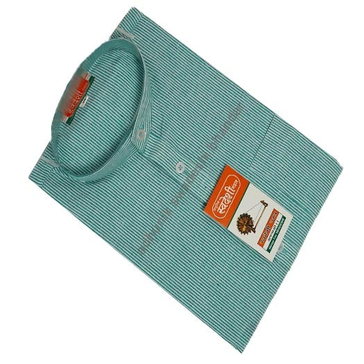 Cotton Kurta Light Blue With Black Lines