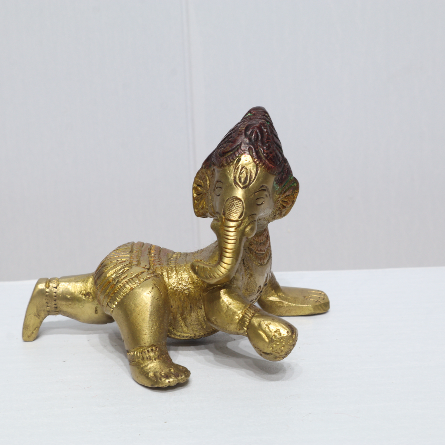 Handcrafted Brass Crawling Bal Ganesha Idol – Auspicious Decorative Murti