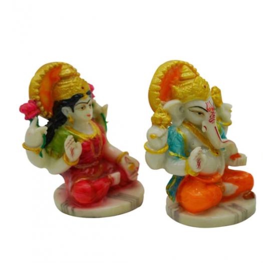Handmade Marble Lakshmi Ganesh Ji Set