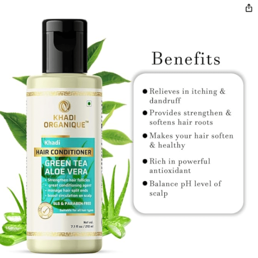 Khadi Organique Green Tea & Aloe vera Hair Conditioner- SLS & Paraben Free