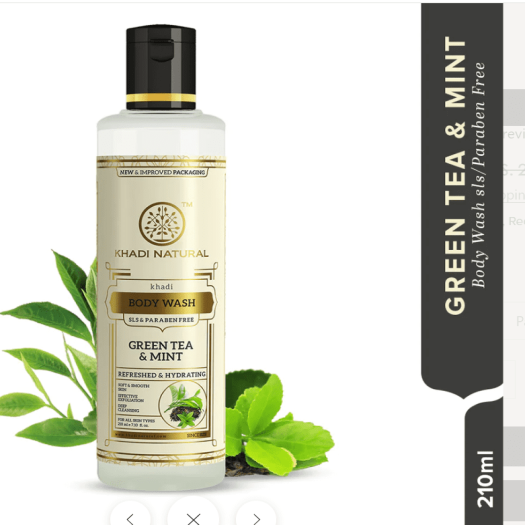 Khadi Natural Green Tea & Mint Body Wash- (Sls & Paraben Free)