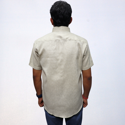 Soothing Lemon Yellow Swadeshi Handmade Cotton Shirt (Half Sleeve)
