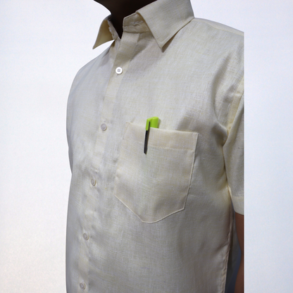 Soothing Lemon Yellow Swadeshi Handmade Cotton Shirt (Half Sleeve)