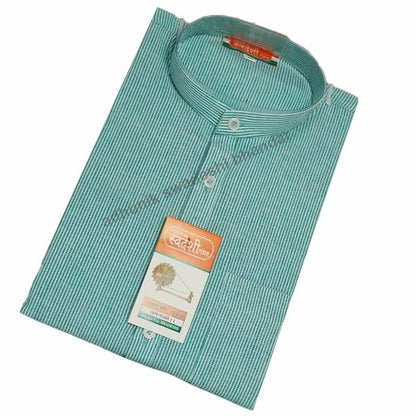Cotton Kurta Light Blue With Black Lines