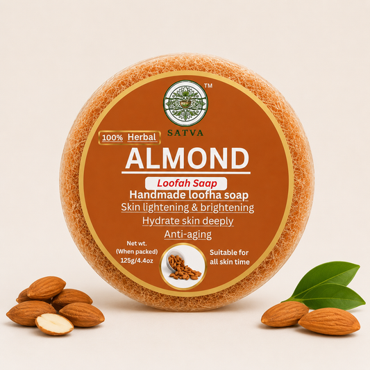 Satva Almond Loofah Soap Handmade Exfoliating Bath Soap 125g
