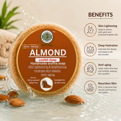 Handmade Almond Loofah Soap for Gentle Exfoliation and Body Care
