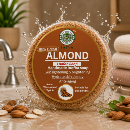 Satva Almond Loofah Soap with Almond and Natural Loofah Fibers