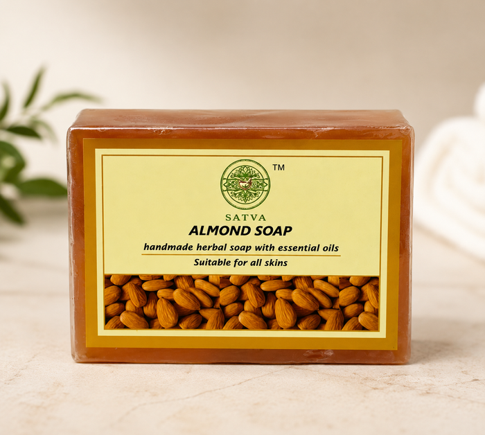 Satva Almond Soap | Handmade Herbal Bath Soap with Almond Oil | 125g