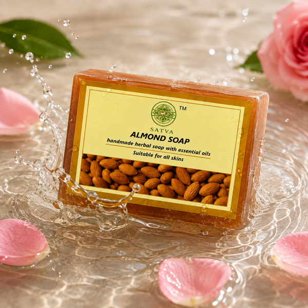 Satva Almond Soap | Handmade Herbal Bath Soap with Almond Oil | 125g