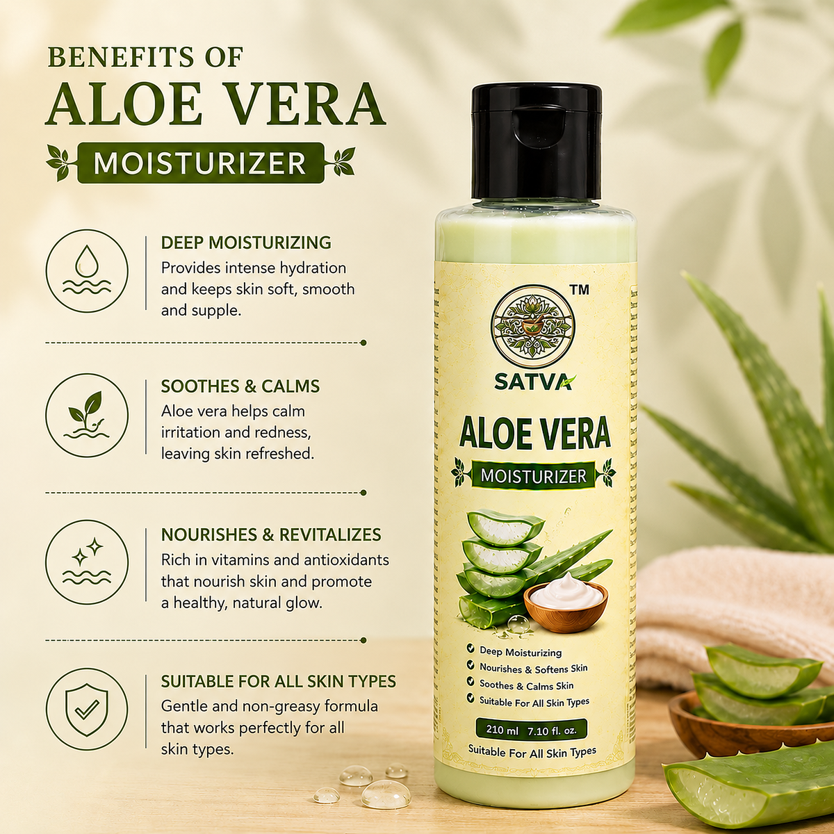 SATVA Aloe Vera Moisturizer with Deep Moisturizing and Nourishing Benefits