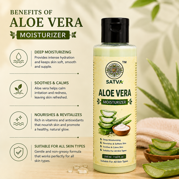 SATVA Aloe Vera Moisturizer – Deep Moisturizing & Soothing Skin Care, 210ml