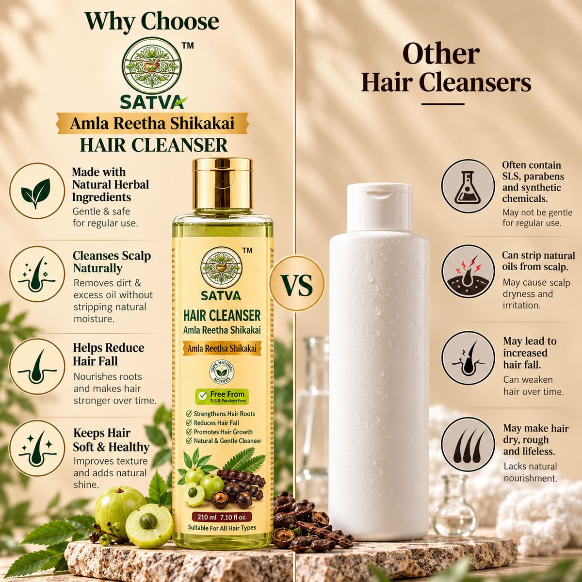 SATVA Hair Cleanser comparison with other hair cleansing products