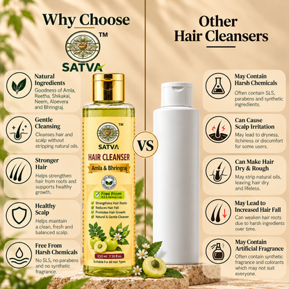 SATVA Amla and Bhringraj Hair Cleanser comparison with other hair cleansers