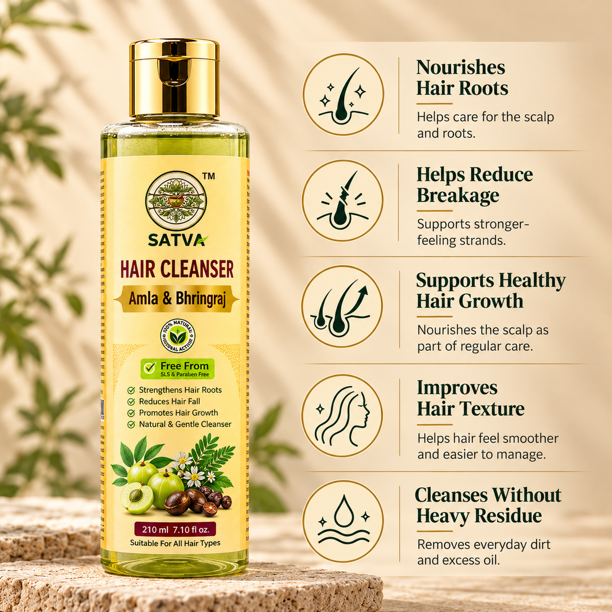 SATVA Amla and Bhringraj Hair Cleanser hair care benefits