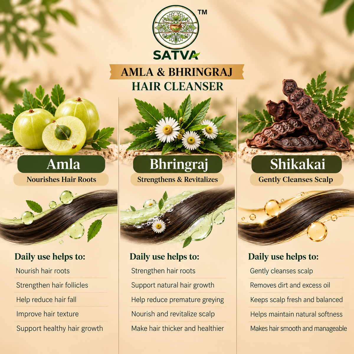 SATVA Khadi Amla & Bhringraj Hair Cleanser Benifts
