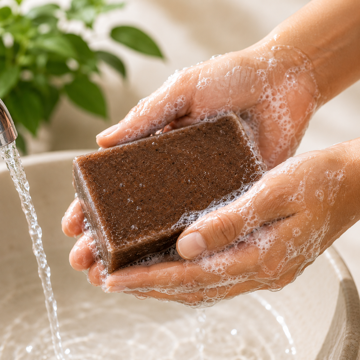 Satva Herbal Basil Scrub Bath Soap Natural Body Care