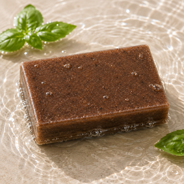 Satva Basil Scrub Soap | Handmade Herbal Exfoliating Bath Soap with Basil | 125g