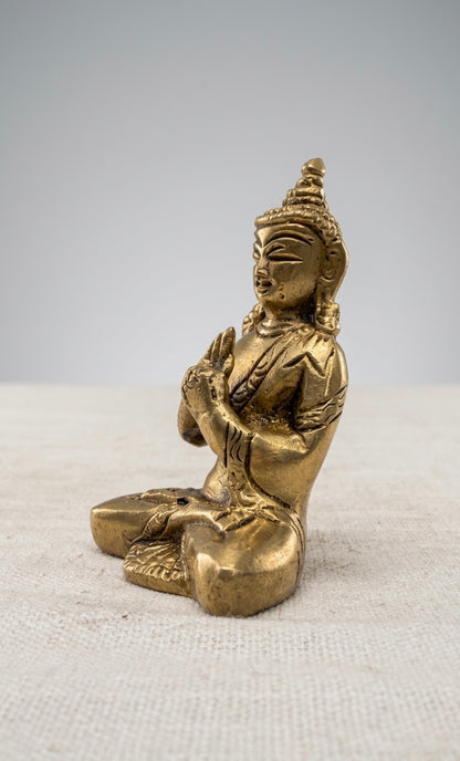 Handcrafted Brass Buddha Statue in Namaste Pose – Antique Finish Meditating Buddha Showpiece for Home & Office Décor 3.5inch