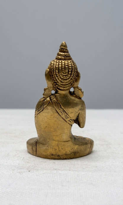 Handcrafted Brass Buddha Statue in Namaste Pose – Antique Finish Meditating Buddha Showpiece for Home & Office Décor 3.5inch