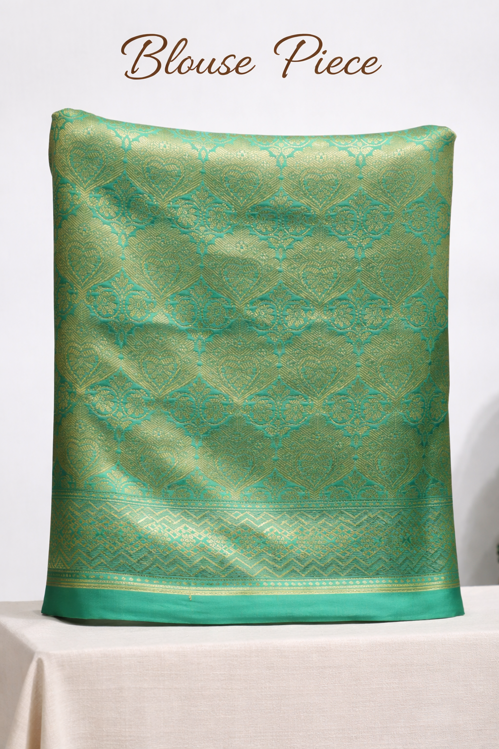 Olive Green Silk Saree with Gold Zari Motifs, Teal Border & Rich Traditional Pallu(43)