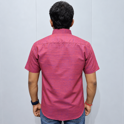 Maroon Cotton Shirt for Men – Back View