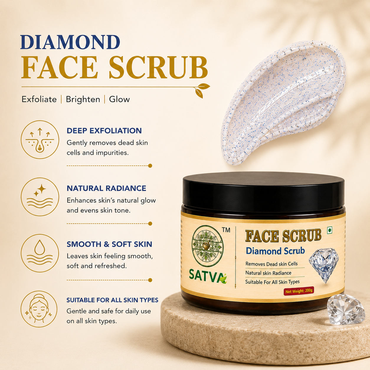 Satva Diamond Facial Scrub for Smooth and Fresh-Looking Skin