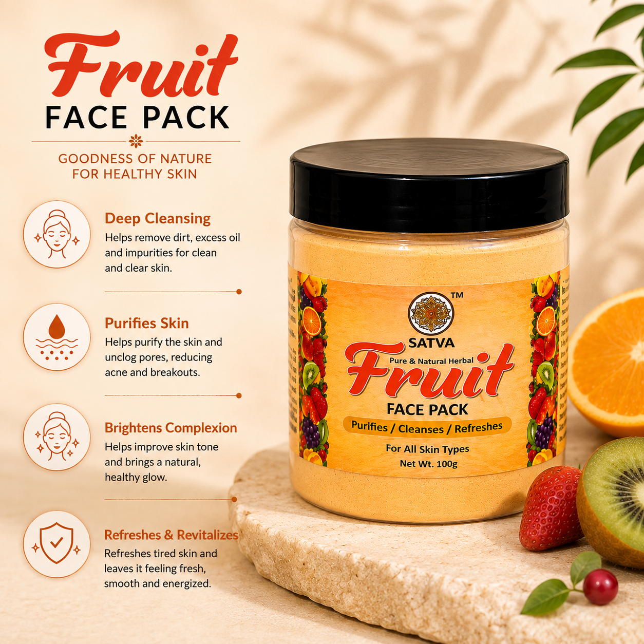 Satva Fruit Face Pack for Herbal Facial Skin Care