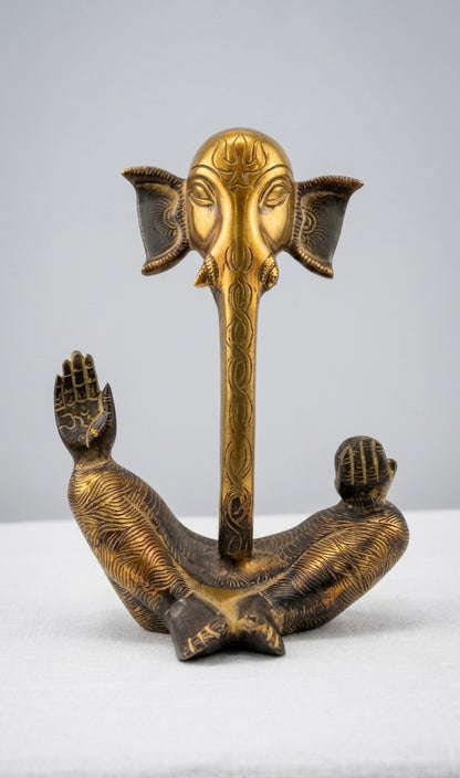 Artisan Brass Ganesha – Abstract Lord Ganesh Statue for Home Decor(Height-9inch,Length-6inch,Breath-4.5inch)