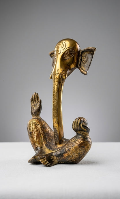 Artisan Brass Ganesha – Abstract Lord Ganesh Statue for Home Decor(Height-9inch,Length-6inch,Breath-4.5inch)