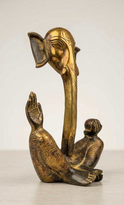 Artisan Brass Ganesha – Abstract Lord Ganesh Statue for Home Decor(Height-9inch,Length-6inch,Breath-4.5inch)