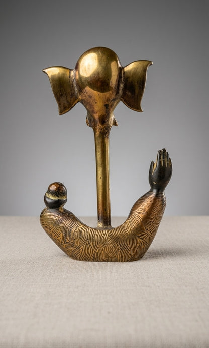 Artisan Brass Ganesha – Abstract Lord Ganesh Statue for Home Decor(Height-9inch,Length-6inch,Breath-4.5inch)