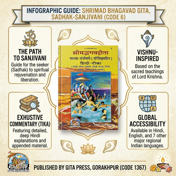 Gita Press Shreemad Bhagavad Gita Sadhaka-Sanjivani Book – Hindi Commentary by Swami Ramsukhdas