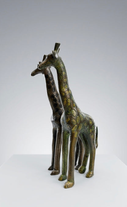 Handcrafted Brass Giraffe Pair Figurines – Antique Finish Decorative Animal Showpiece for Home & Office(Height-7inch,Length-2.5inch,Breadth-3inch)