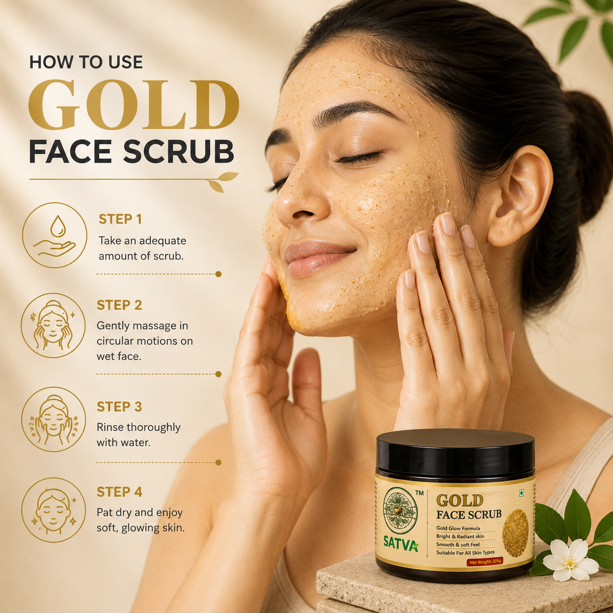 Satva Gold Face Scrub with Gold Facial Care Ingredients