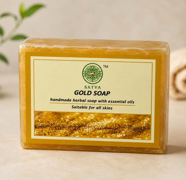 Satva Gold Soap | Handmade Herbal Bath Soap for Soft & Radiant-Looking Skin | 125g