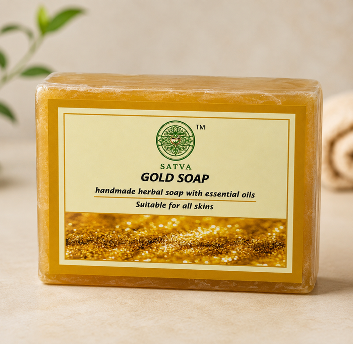 Satva Gold Soap | Handmade Herbal Bath Soap for Soft & Radiant-Looking Skin | 125g