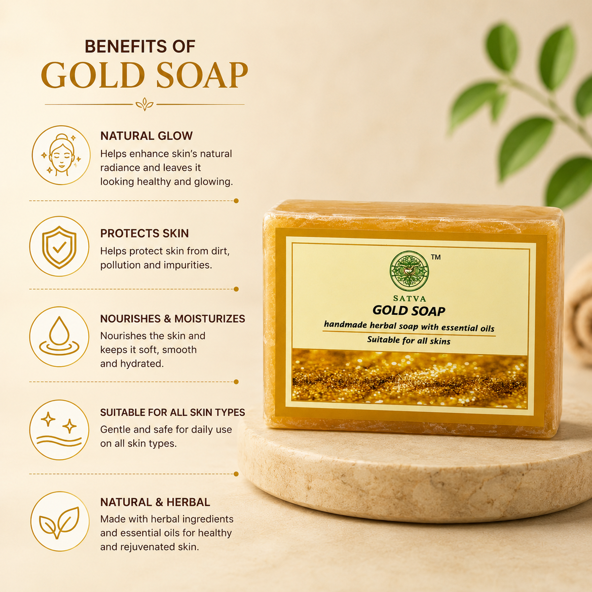 Handmade Gold Soap for Fresh and Soft Skin