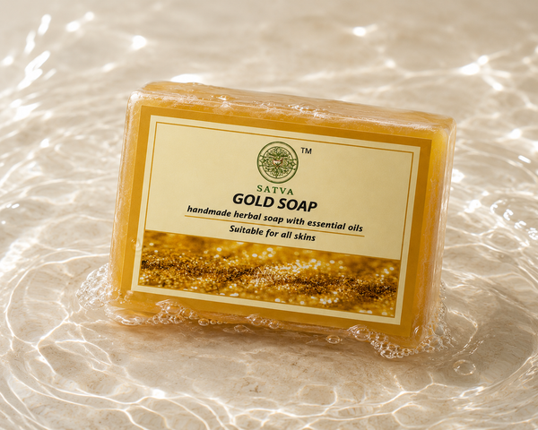 Satva Gold Soap | Handmade Herbal Bath Soap for Soft & Radiant-Looking Skin | 125g