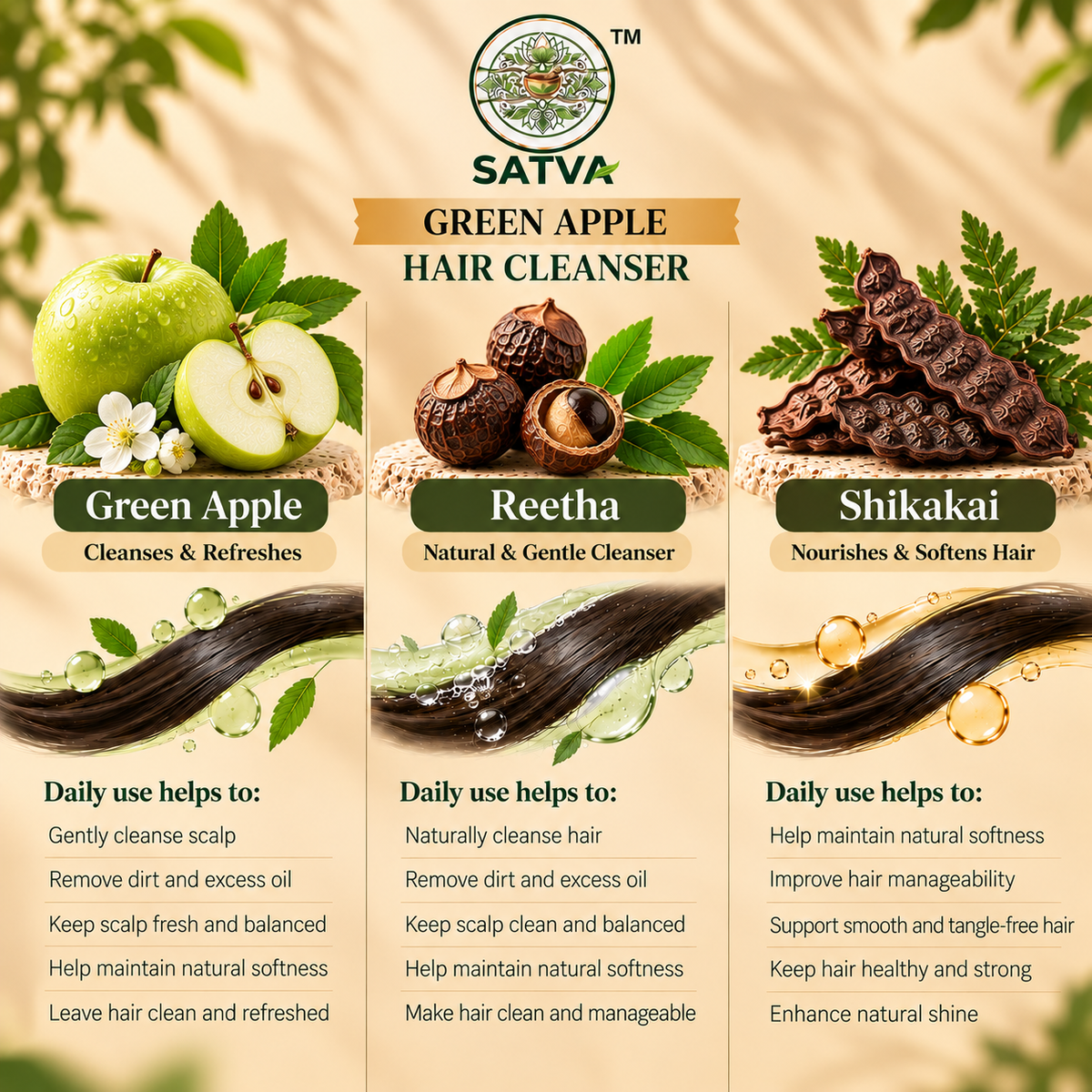 SATVA Green Apple Hair Cleanser – 210ml