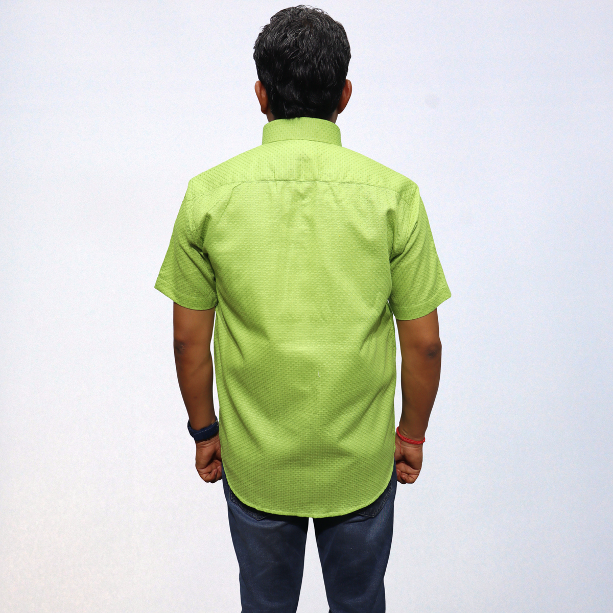 Lime Green Cotton Shirt for Men – Back View