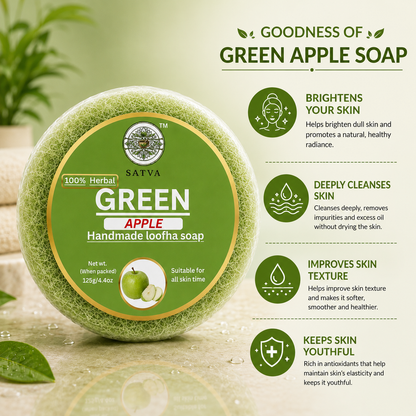 Green Apple Loofah Soap for Gentle Exfoliation and Body Cleansing