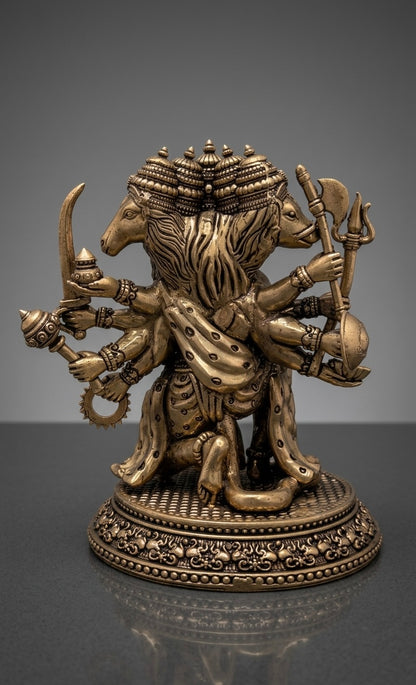 Handcrafted Ashtadhatu Panchmukhi Hanuman Idol – Five-Faced Hanuman Murti for Protection, Home Temple & Décor(Height-7inch)