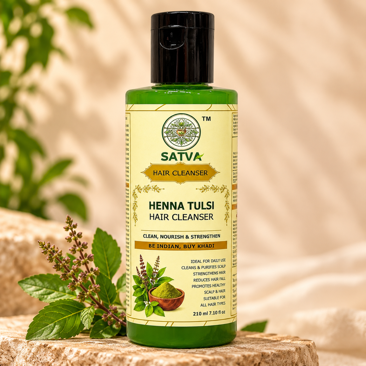 SATVA Henna Tulsi Hair Cleanser 210ml Product Image