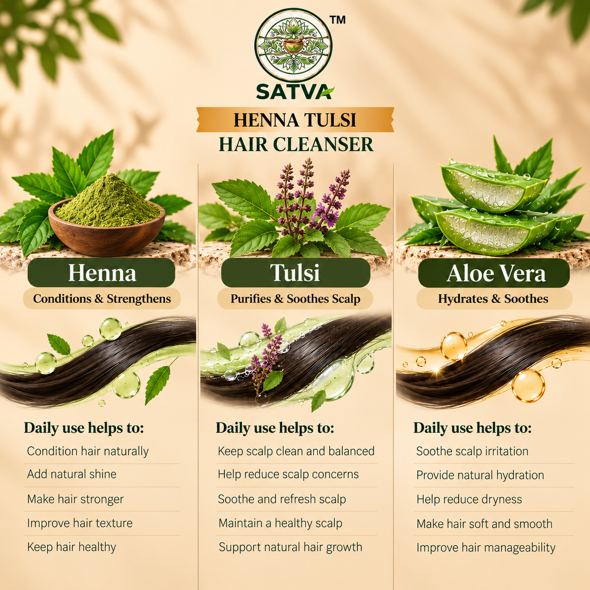 SATVA Henna Tulsi Hair Cleanser Benifits
