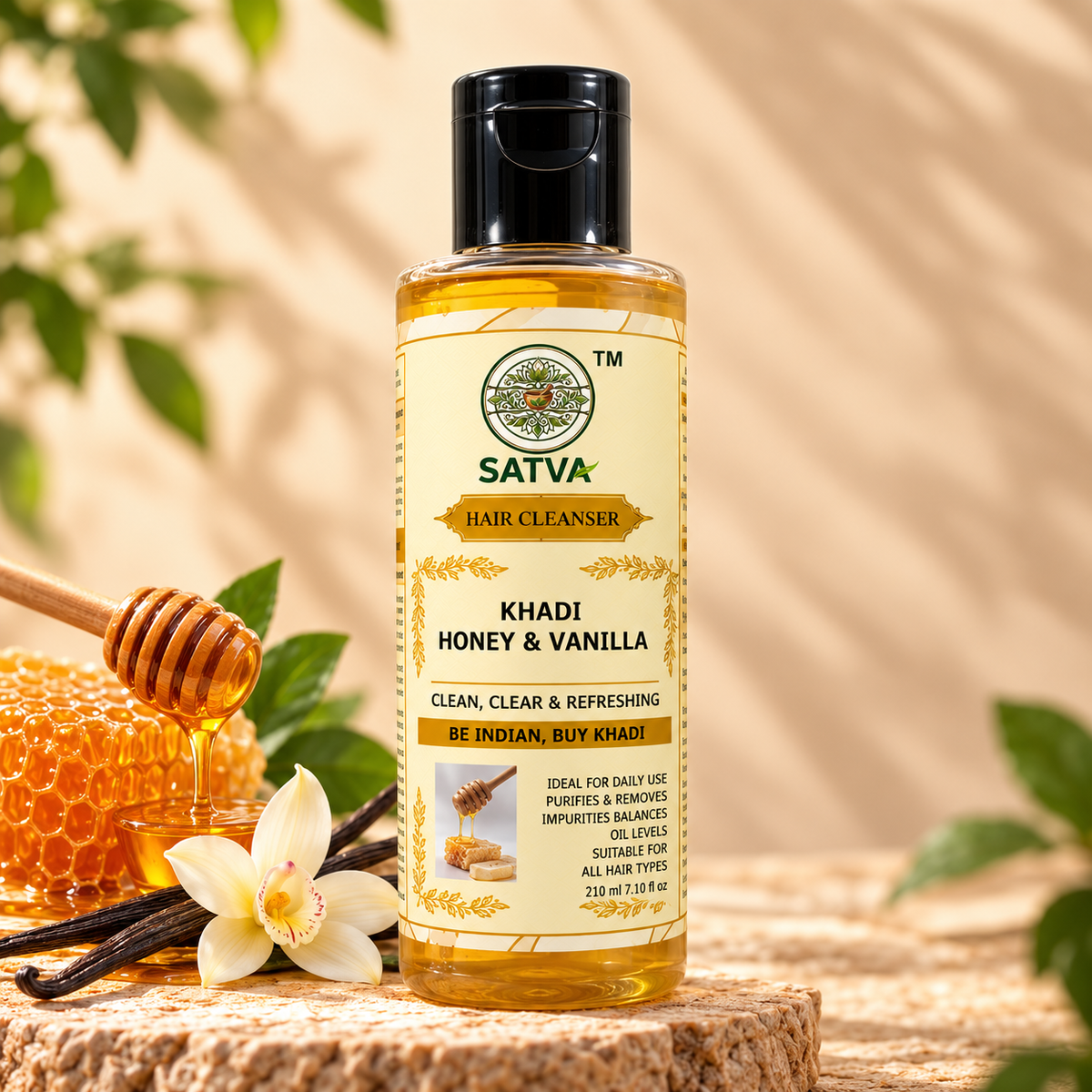 SATVA Khadi Honey & Vanilla Hair Cleanser 210ml Product Image